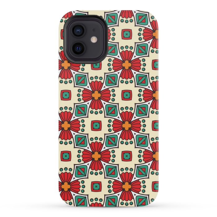 iPhone 12 mini StrongFit red floral print by MALLIKA