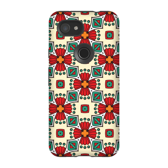 Pixel 3A StrongFit red floral print by MALLIKA