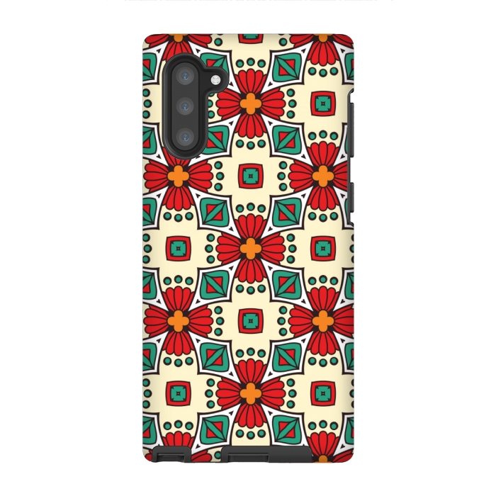 Galaxy Note 10 StrongFit red floral print by MALLIKA