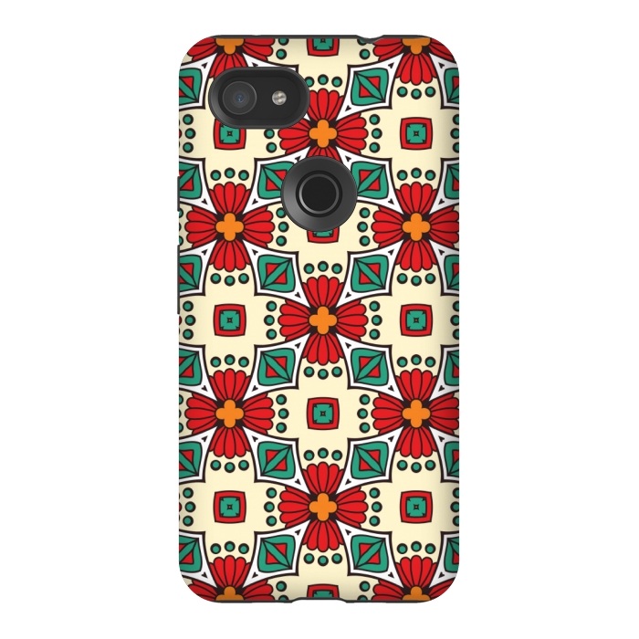 Pixel 3AXL StrongFit red floral print by MALLIKA