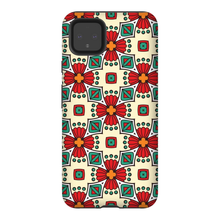 Pixel 4XL StrongFit red floral print by MALLIKA