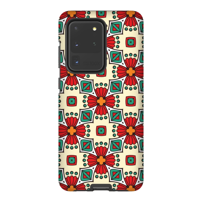 Galaxy S20 Ultra StrongFit red floral print by MALLIKA