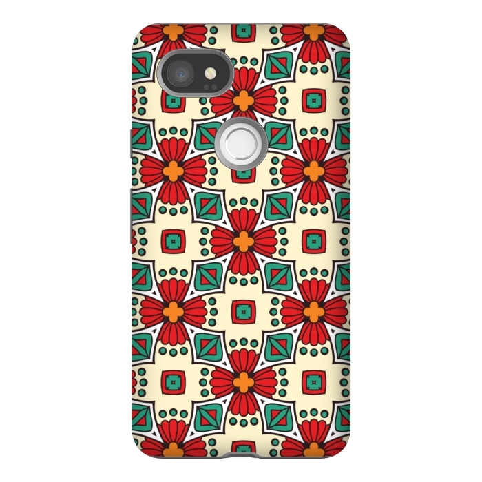 Pixel 2XL StrongFit red floral print by MALLIKA