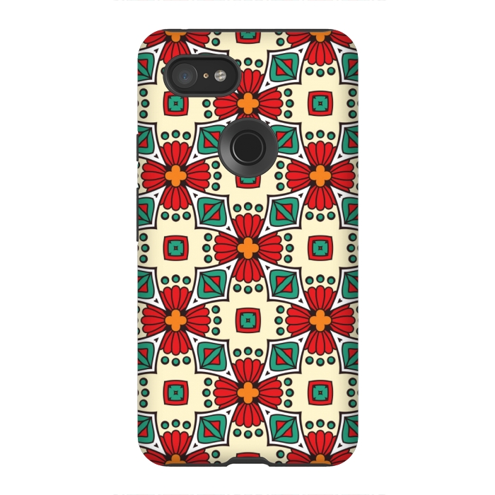 Pixel 3XL StrongFit red floral print by MALLIKA