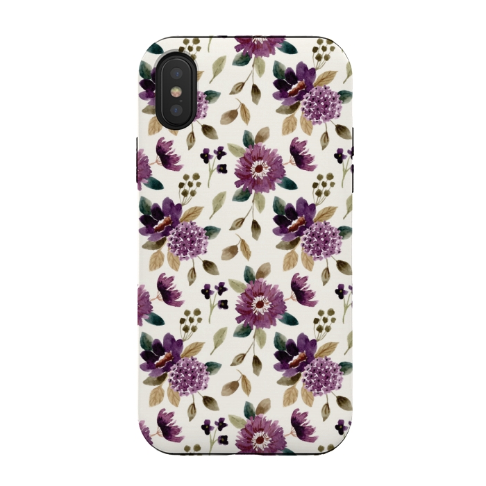 iPhone Xs / X StrongFit purple grapevine pattern by MALLIKA