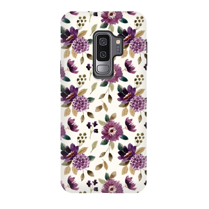 Galaxy S9 plus StrongFit purple grapevine pattern by MALLIKA