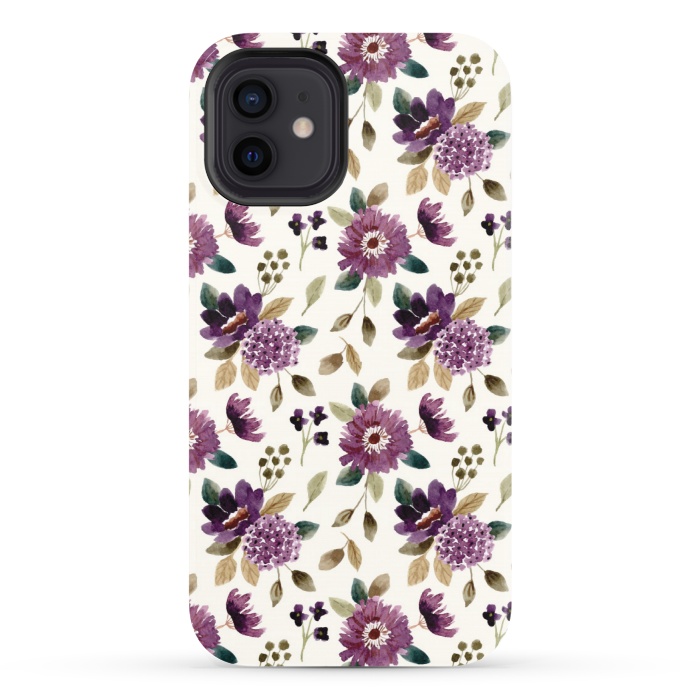 iPhone 12 StrongFit purple grapevine pattern por MALLIKA