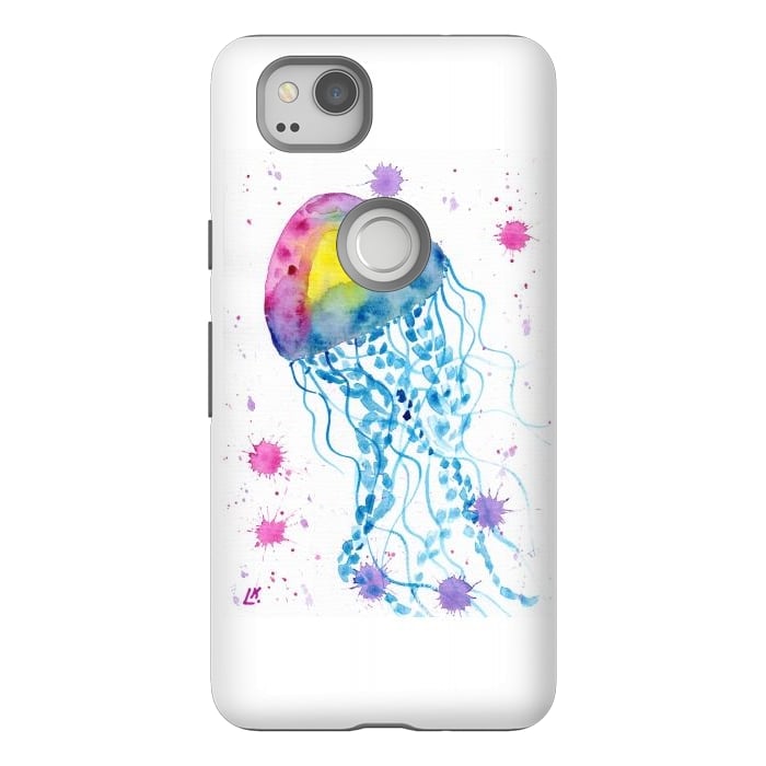 Pixel 2 StrongFit Jellyfish watercolor 22 by ArtKingdom7