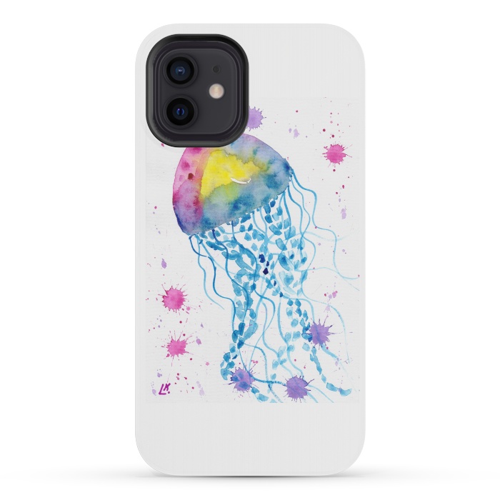 iPhone 12 mini StrongFit Jellyfish watercolor 22 by ArtKingdom7