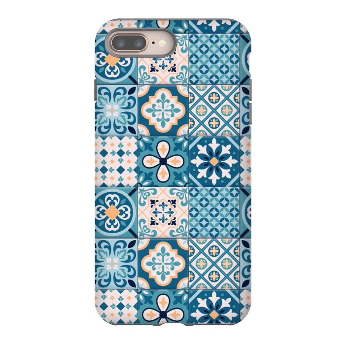 iPhone 7 plus StrongFit blue tiles pattern 4 by MALLIKA