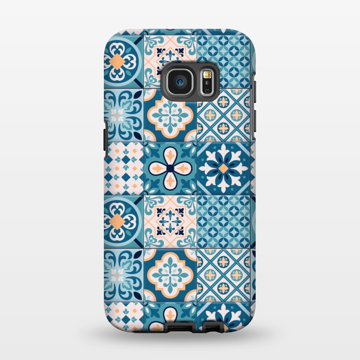 Galaxy S7 EDGE StrongFit blue tiles pattern 4 by MALLIKA