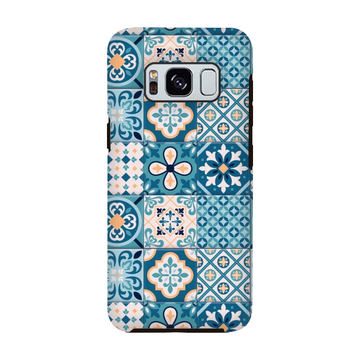 Galaxy S8 StrongFit blue tiles pattern 4 by MALLIKA