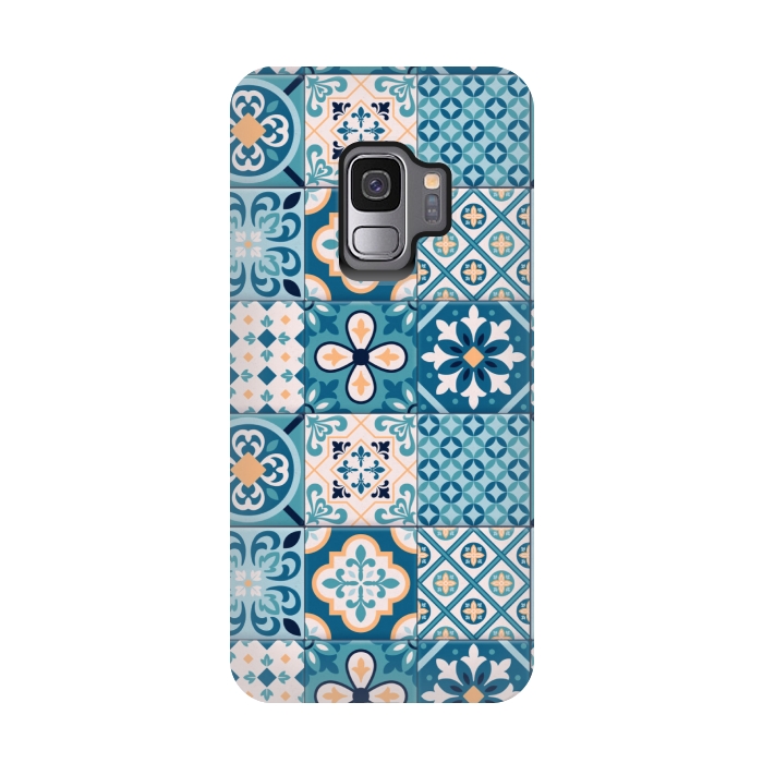 Galaxy S9 StrongFit blue tiles pattern 4 by MALLIKA