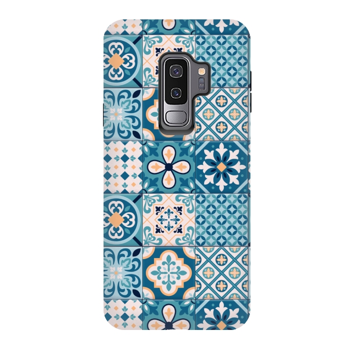 Galaxy S9 plus StrongFit blue tiles pattern 4 by MALLIKA
