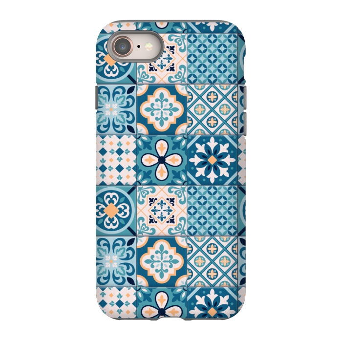 iPhone 8 StrongFit blue tiles pattern 4 by MALLIKA