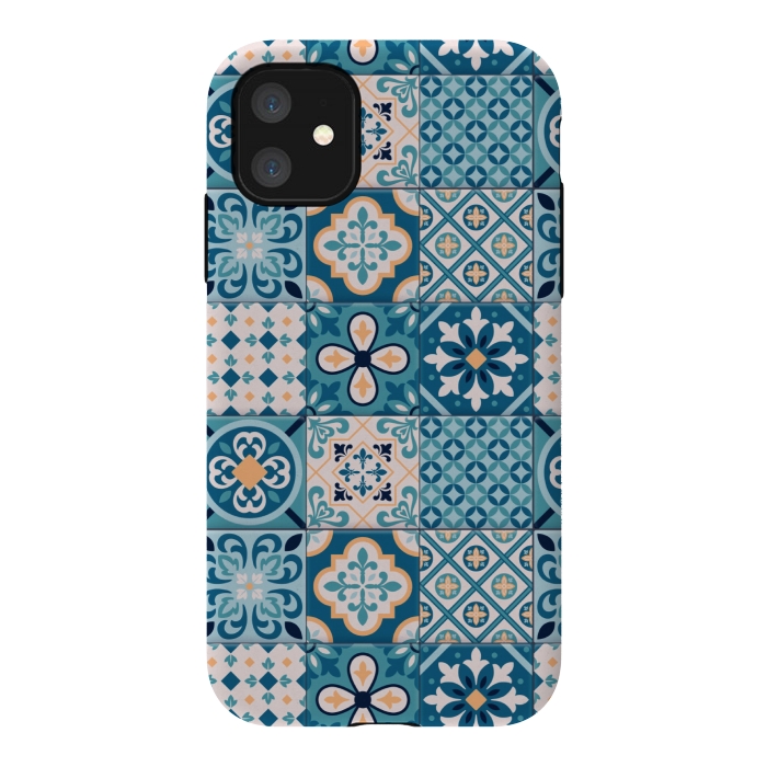 iPhone 11 StrongFit blue tiles pattern 4 by MALLIKA