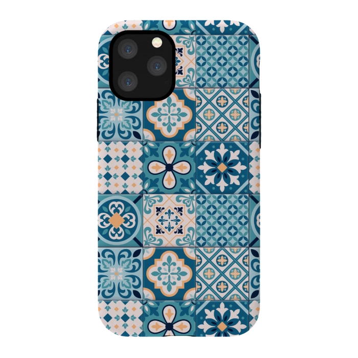 iPhone 11 Pro StrongFit blue tiles pattern 4 by MALLIKA