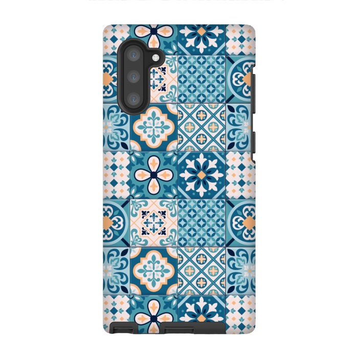 Galaxy Note 10 StrongFit blue tiles pattern 4 by MALLIKA