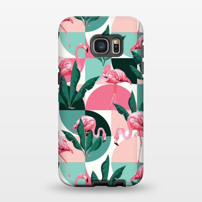 Galaxy S7 EDGE StrongFit square flamingo pattern  by MALLIKA
