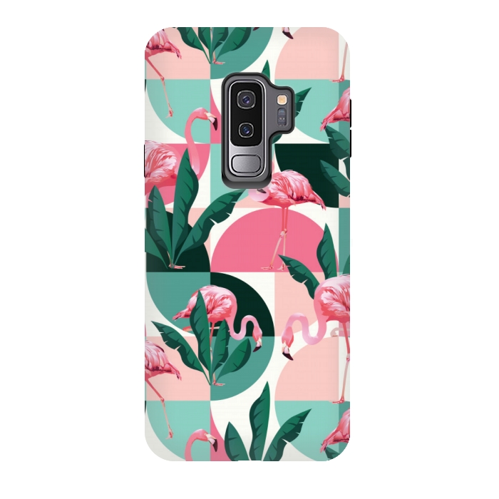 Galaxy S9 plus StrongFit square flamingo pattern  by MALLIKA