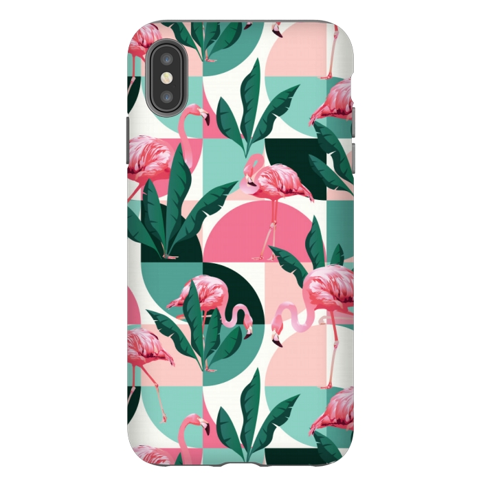 iPhone Xs Max StrongFit square flamingo pattern  by MALLIKA