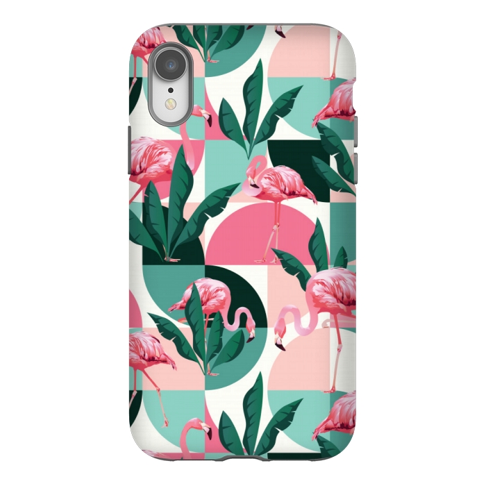 iPhone Xr StrongFit square flamingo pattern  by MALLIKA