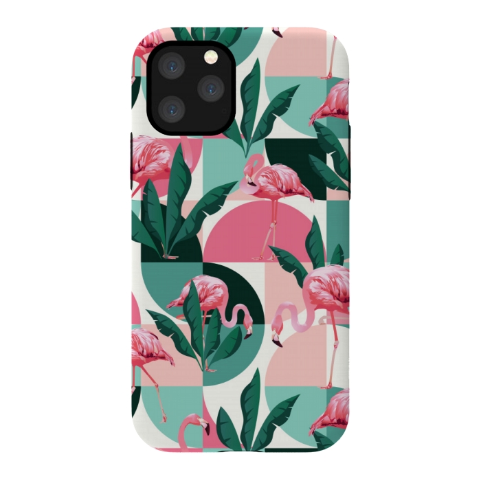 iPhone 11 Pro StrongFit square flamingo pattern  by MALLIKA