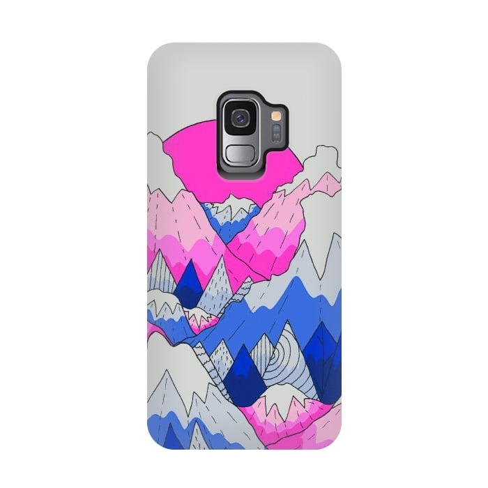Galaxy S9 StrongFit The hot pink and blue peaks by Steve Wade (Swade)
