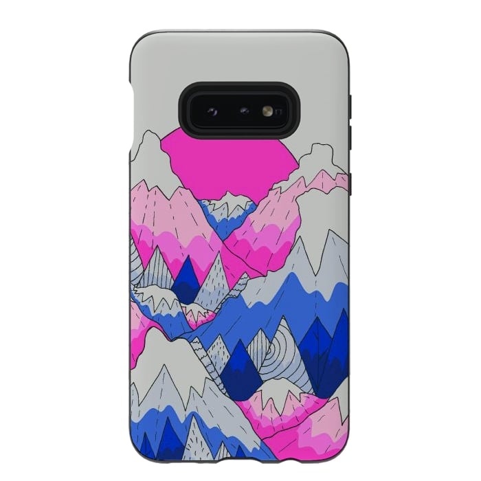 Galaxy S10e StrongFit The hot pink and blue peaks by Steve Wade (Swade)