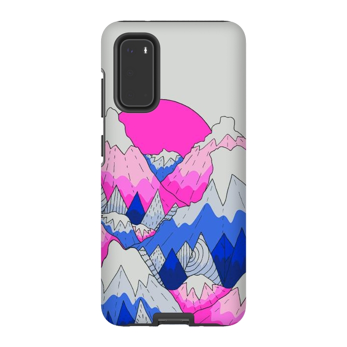 Galaxy S20 StrongFit The hot pink and blue peaks by Steve Wade (Swade)