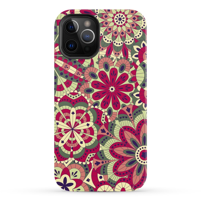 iPhone 12 Pro Max StrongFit Floral Made with Many Mandalas by ArtsCase