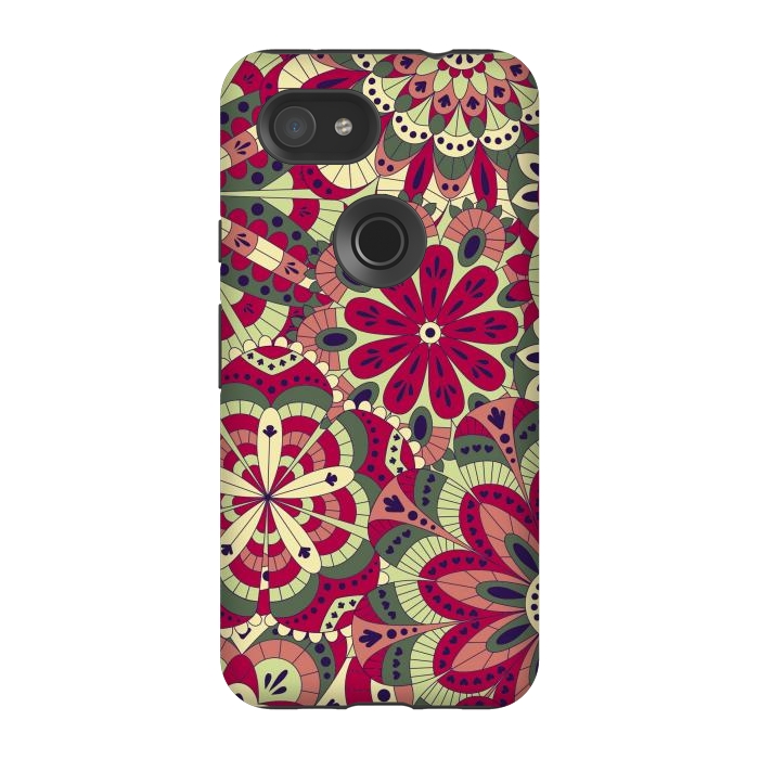 Pixel 3A StrongFit Floral Made with Many Mandalas by ArtsCase