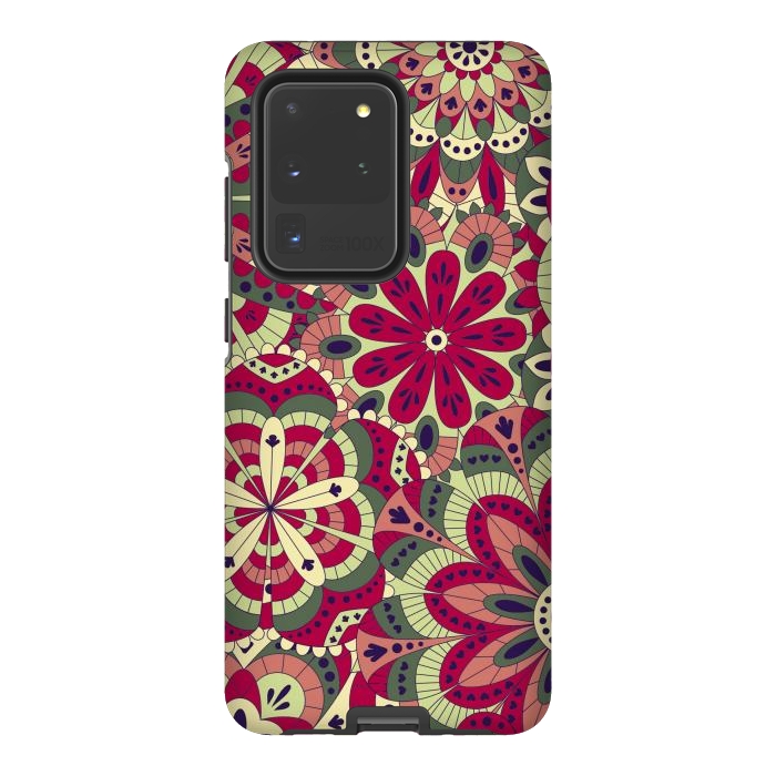 Galaxy S20 Ultra StrongFit Floral Made with Many Mandalas by ArtsCase