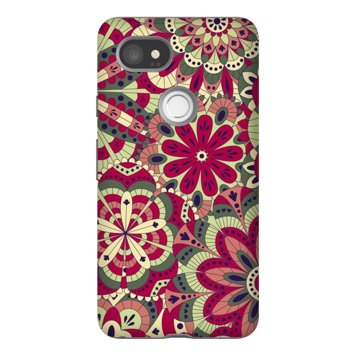 Pixel 2XL StrongFit Floral Made with Many Mandalas by ArtsCase