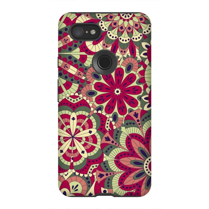 Pixel 3XL StrongFit Floral Made with Many Mandalas by ArtsCase