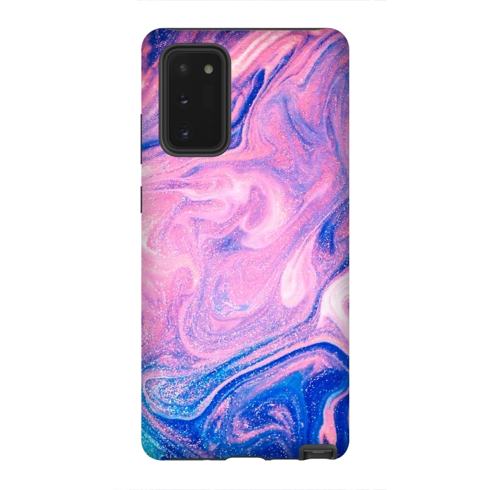 Galaxy Note 20 StrongFit Pink and Blue Marbling art by ArtsCase