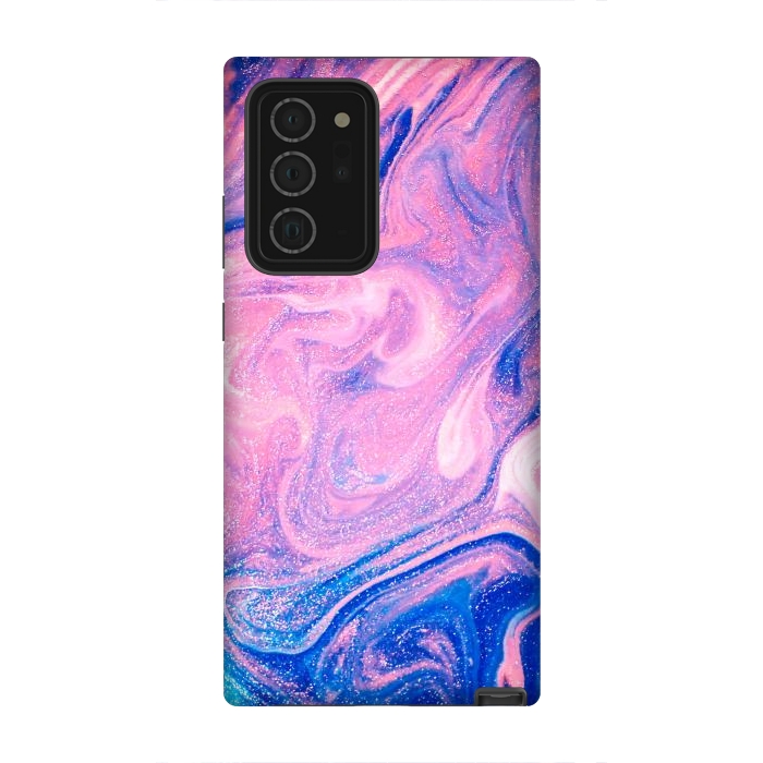 Galaxy Note 20 Ultra StrongFit Pink and Blue Marbling art by ArtsCase