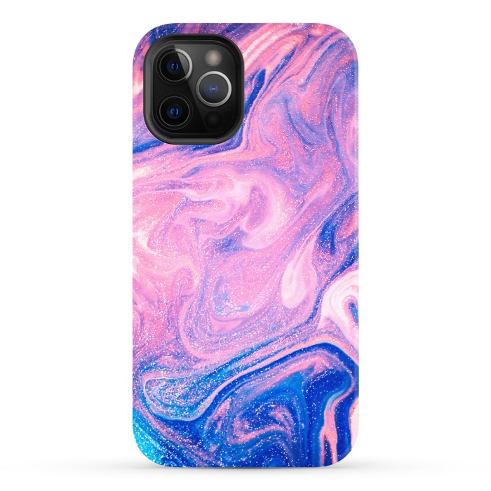 iPhone 12 Pro Max StrongFit Pink and Blue Marbling art by ArtsCase