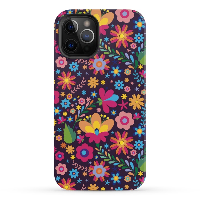 iPhone 12 Pro Max StrongFit Pink and Yellow Flower Party by ArtsCase