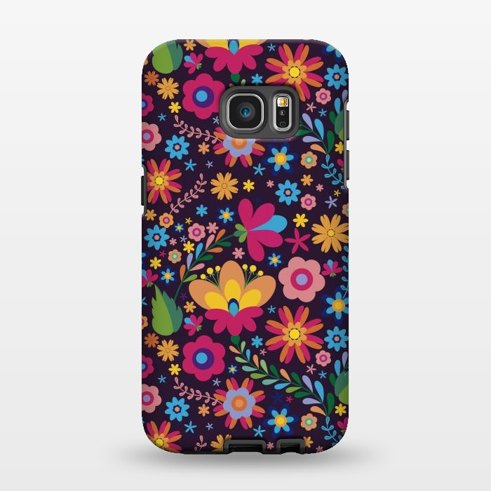 Galaxy S7 EDGE StrongFit Pink and Yellow Flower Party by ArtsCase