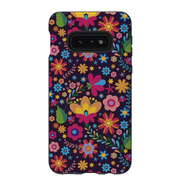 Galaxy S10e StrongFit Pink and Yellow Flower Party by ArtsCase