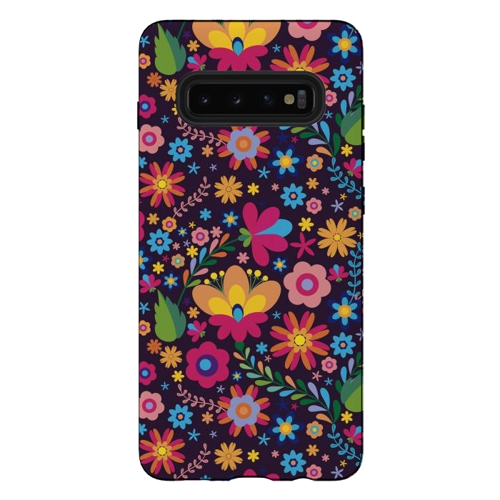 Galaxy S10 plus StrongFit Pink and Yellow Flower Party by ArtsCase