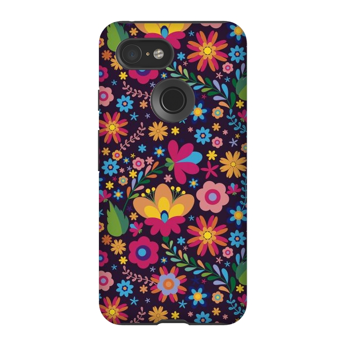 Pixel 3 StrongFit Pink and Yellow Flower Party by ArtsCase