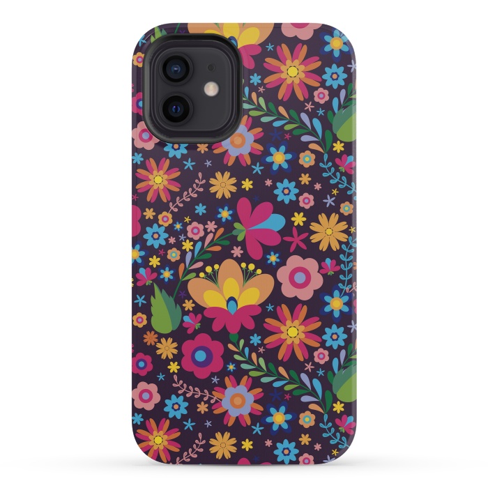 iPhone 12 mini StrongFit Pink and Yellow Flower Party by ArtsCase