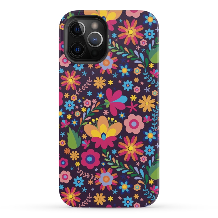 iPhone 12 Pro StrongFit Pink and Yellow Flower Party by ArtsCase