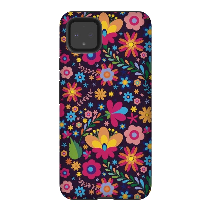 Pixel 4XL StrongFit Pink and Yellow Flower Party by ArtsCase