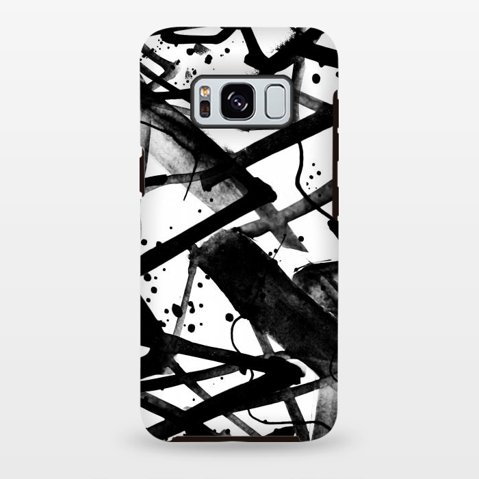 Galaxy S8 plus StrongFit Black ink brushed graffitti by Oana 