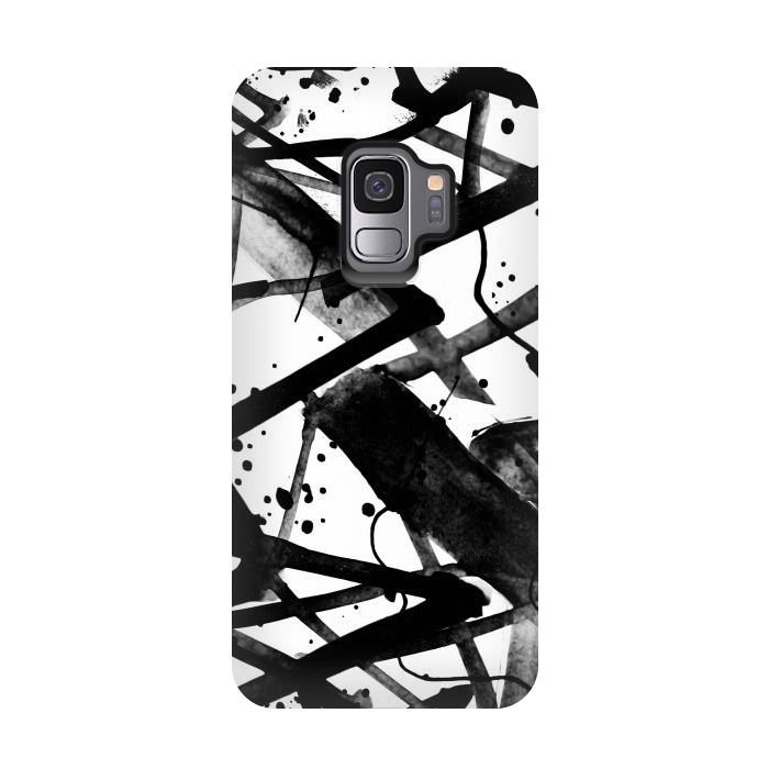 Galaxy S9 StrongFit Black ink brushed graffitti by Oana 