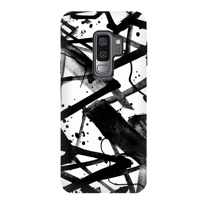 Galaxy S9 plus StrongFit Black ink brushed graffitti by Oana 