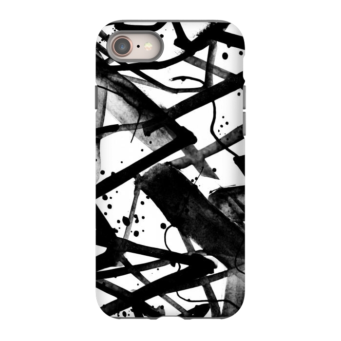 iPhone 8 StrongFit Black ink brushed graffitti by Oana 